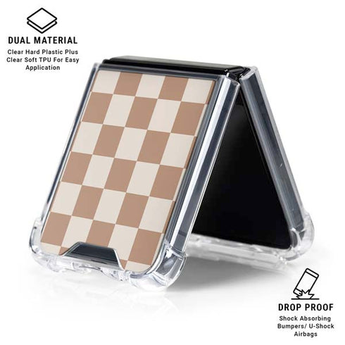 Neutral Checkered Galaxy Z Flip6 Clear Case